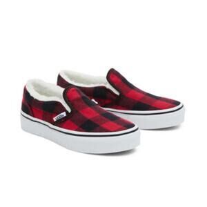 Vans Classic Slip-On V Kids 'Plaid - Red'